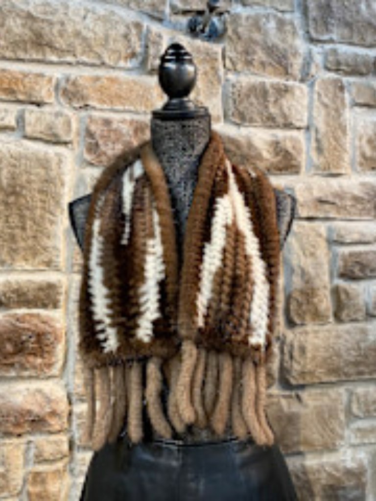 Multicolor Knitted Mink Scarf, 42 In
